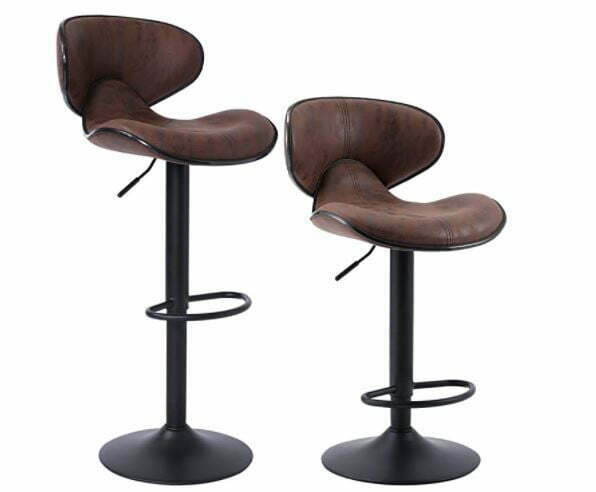 bar stools with backs: SUPERJARE Set of 2 Adjustable Bar Stools, Swivel Barstool Chairs with Back