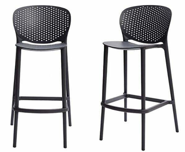 bar stools with backs: Solid-Back Barstool-Set of 2, Premium Plastic