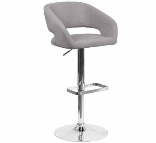 bar stools with backs: Flash Furniture Contemporary Gray Fabric Adjustable Height Barstool with Rounded Mid-Back