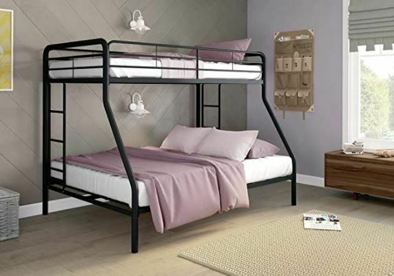 Different Types of Bunk Beds: DHP Twin-Over-Full Bunk Bed with Metal Frame and Ladder