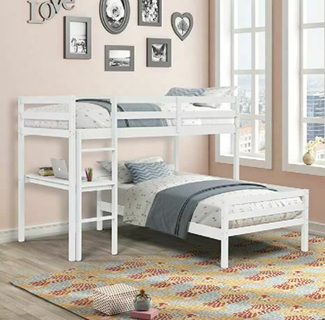 Different Types of Bunk Beds: L-Shaped Bunk Beds Twin Over Twin, Loft Bed with Desk