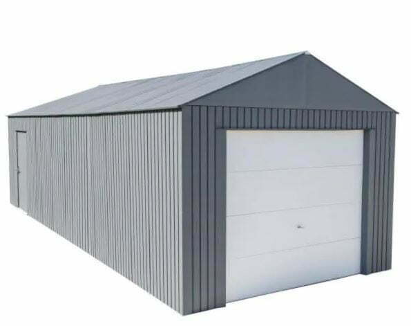 types of garages: Everest 12 ft. H x 30 ft. W Charcoal Wind and Snow Rated Steel Garage