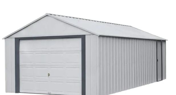 types of garages : Murryhill 14 ft. W x 31 ft. D 2-Tone Gray Steel Garage and Storage Building with Side Door and High-Gable Roof